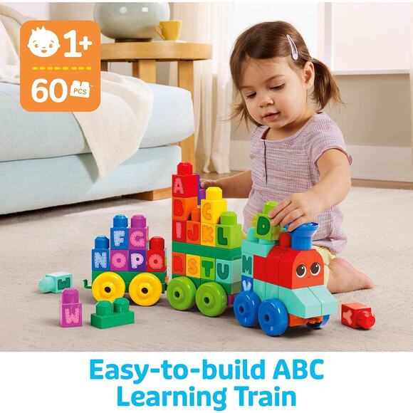 NWT Mattel Mega Bloks ABC Learning Train Building Set Multicolored 60 Pc1+ Years - Picture 6 of 7